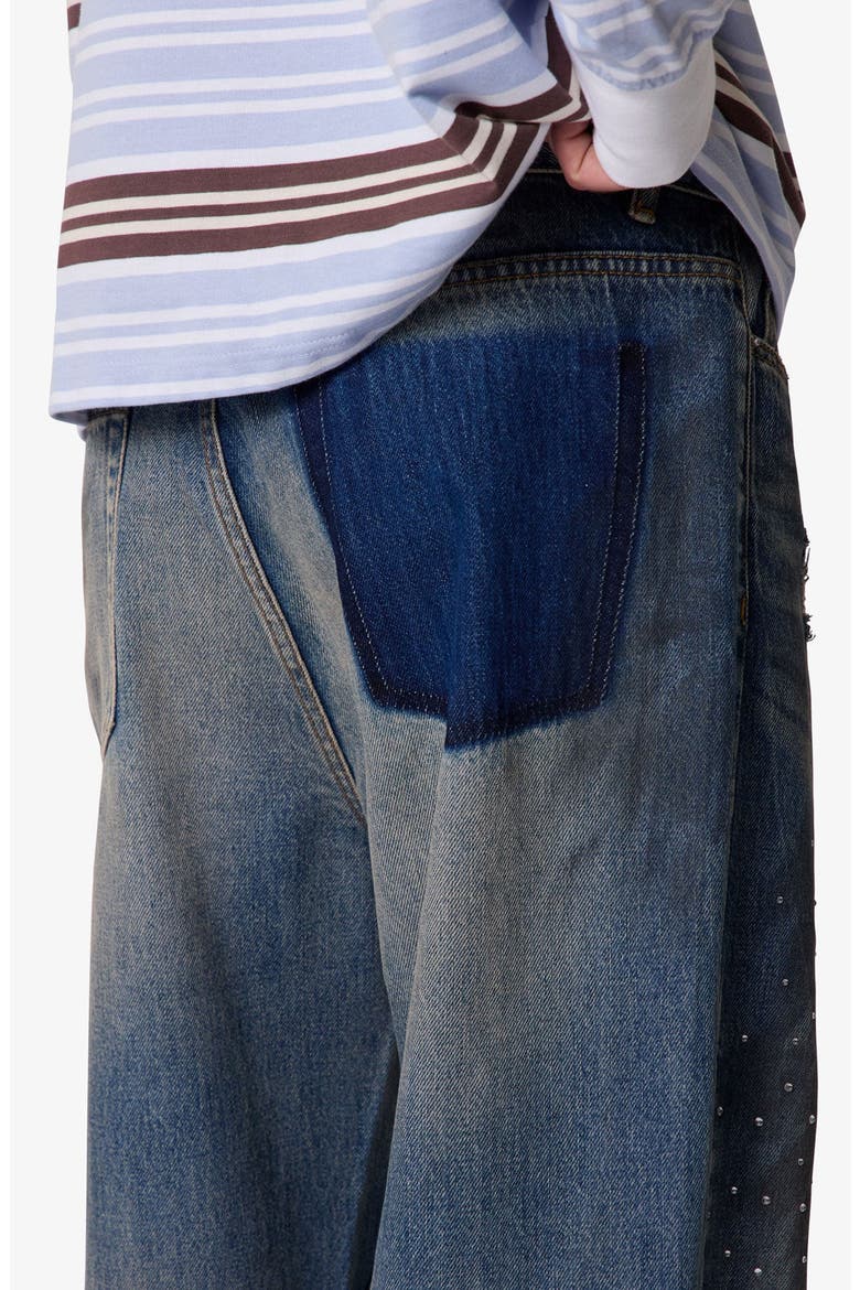 Rhinestone Ripped Kick Flare Jeans, Alternate, color, BLUE