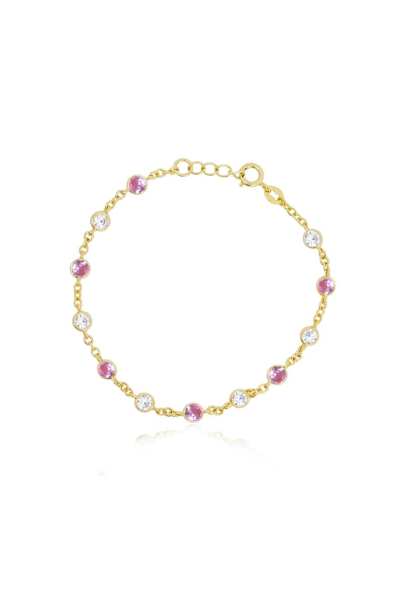 Pink CZ Alternating Bezel Station Bracelet, Main, color, Pink Cubic Zirconia