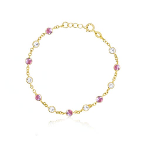 Pink CZ Alternating Bezel Station Bracelet