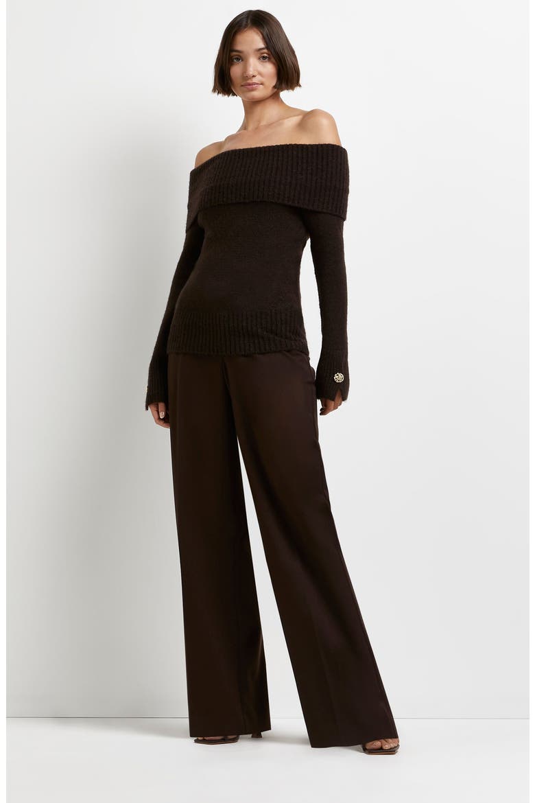 Off the Shoulder Sweater, Alternate, color, BROWN