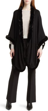 La Fiorentina Faux Fur Trim Ruana