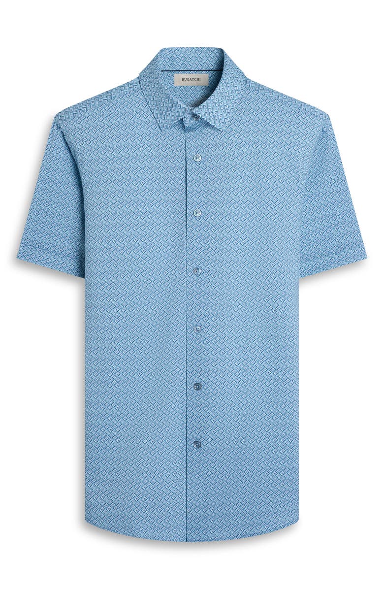 Bugatchi Miles OoohCotton<sup>®</sup> Short Sleeve Button-Up Shirt, Alternate, color, Menthol