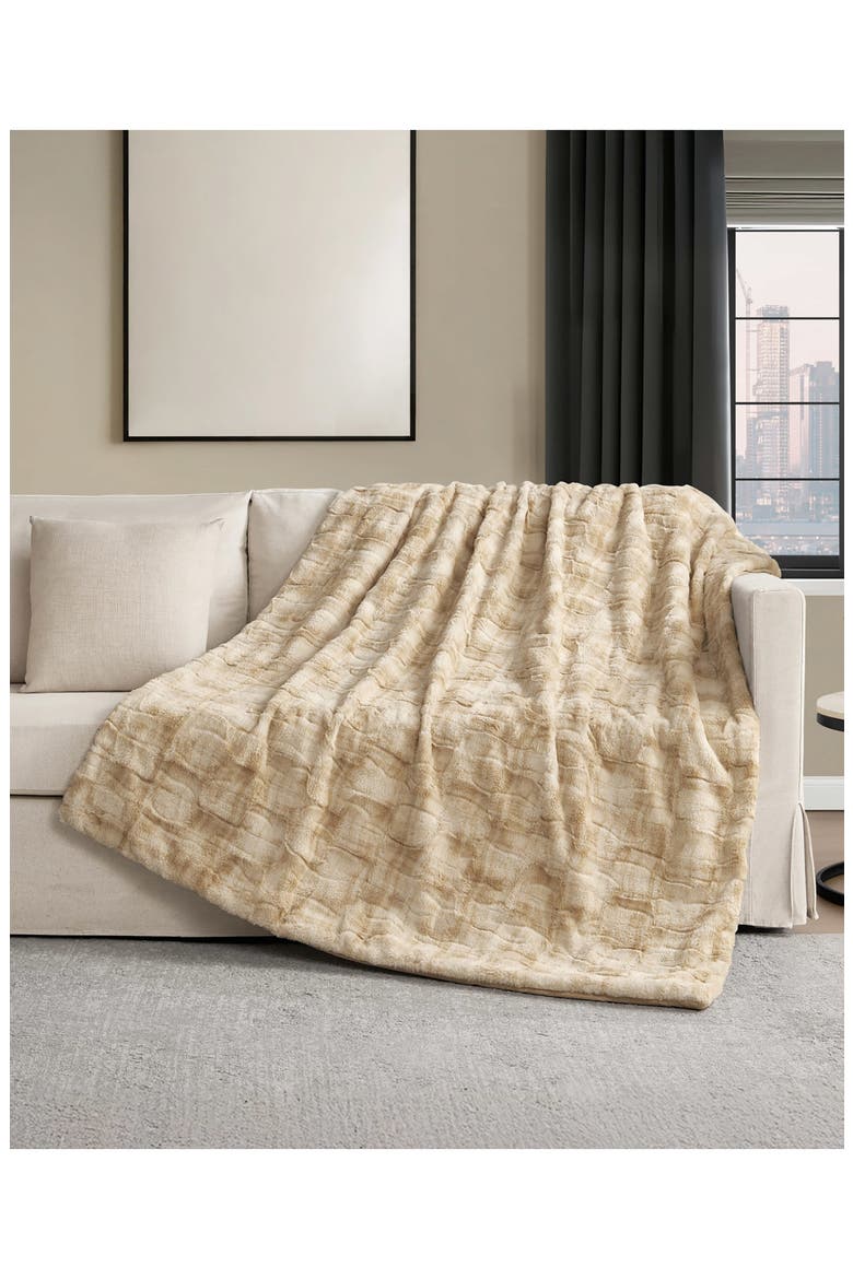 Print Embossed Oversize Blanket, Alternate, color, SAFARI BROWN