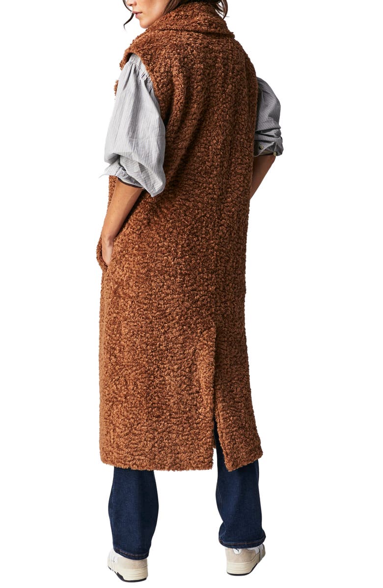 Free People Cozy Time Faux Fur Longline Vest, Alternate, color, 