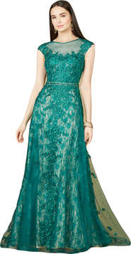 LARA New York Inspired Lace Gown with Cap Sleeves