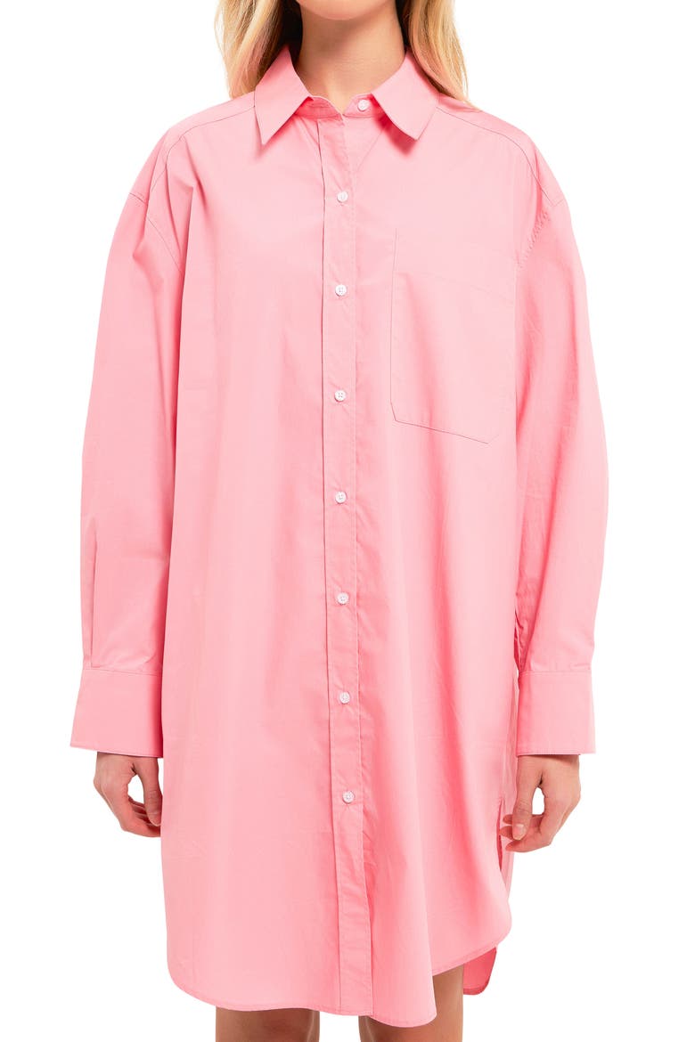 Classic Collar Shirtdress, Alternate, color, PINK