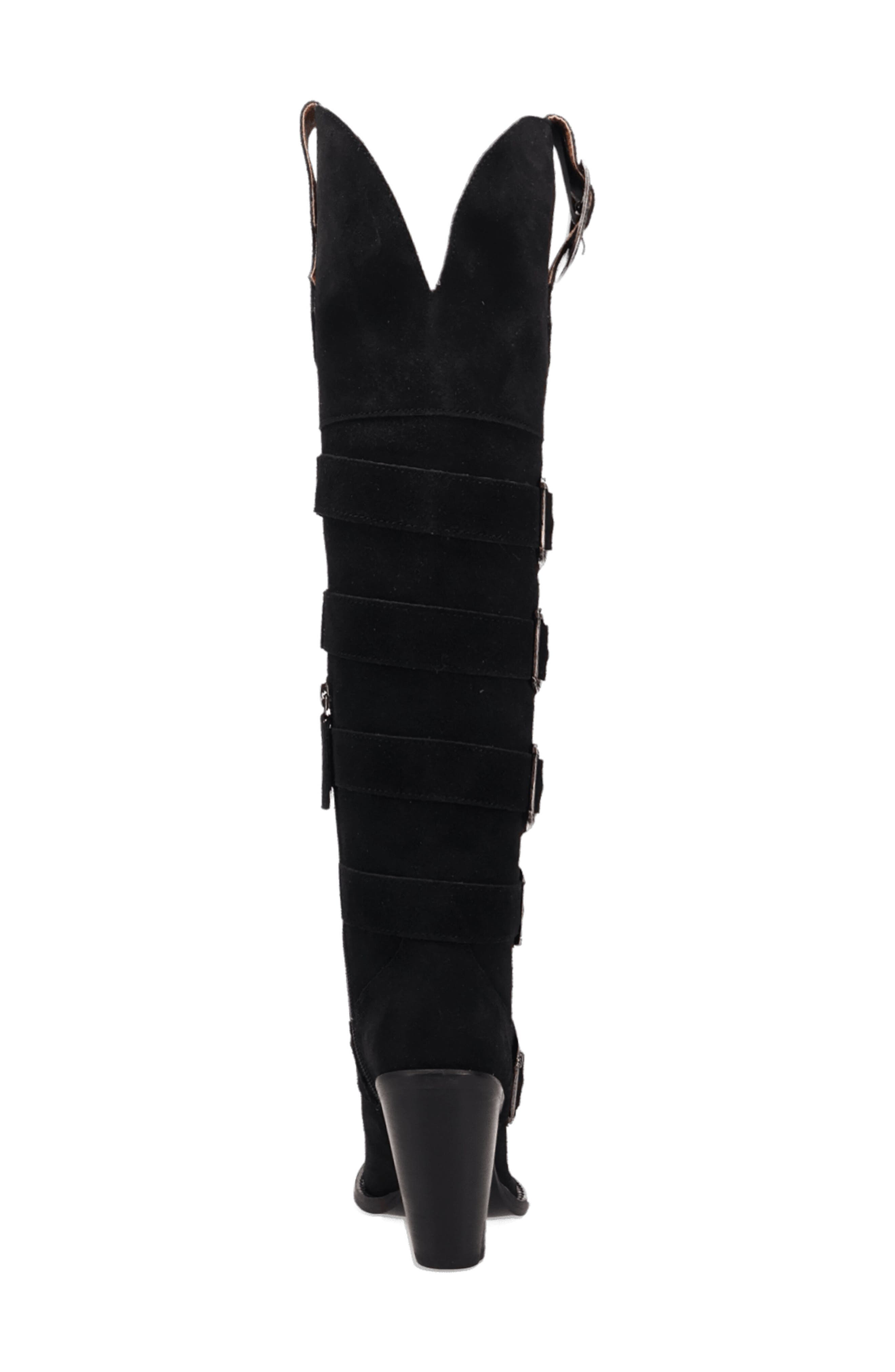 Bucked Off Leopard Print Leather Western Boot, Alternate, color, BLACK
