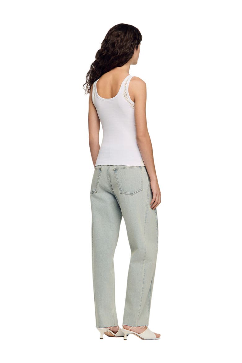Vest top with lace detail, Alternate, color, White