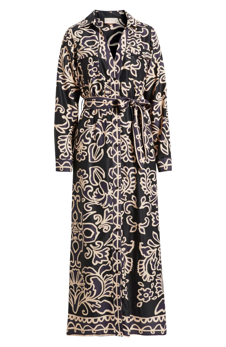 CIEBON Chiara Print Long Sleeve Shirtdress, Alternate, color, Black Multi