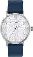 Ted Baker T Engraved Leather Strap Watch, 43mm