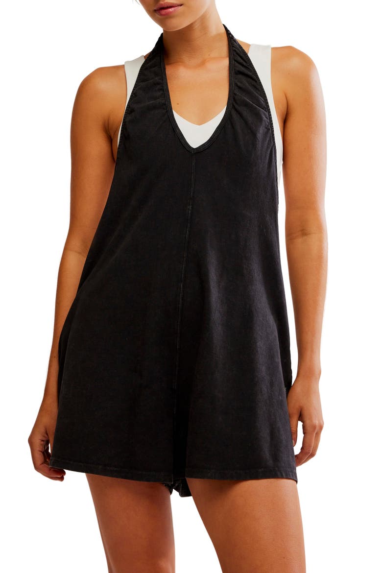 FP Movement Hot Shot Halter Romper, Main, color, BLACK