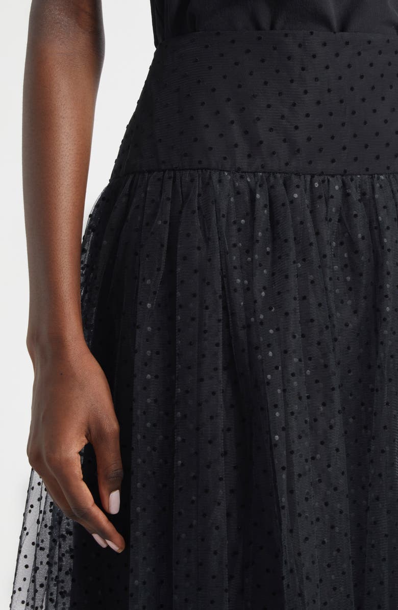 Zimmermann Flocked Dot Tulle Midi Skirt, Alternate, color, Black
