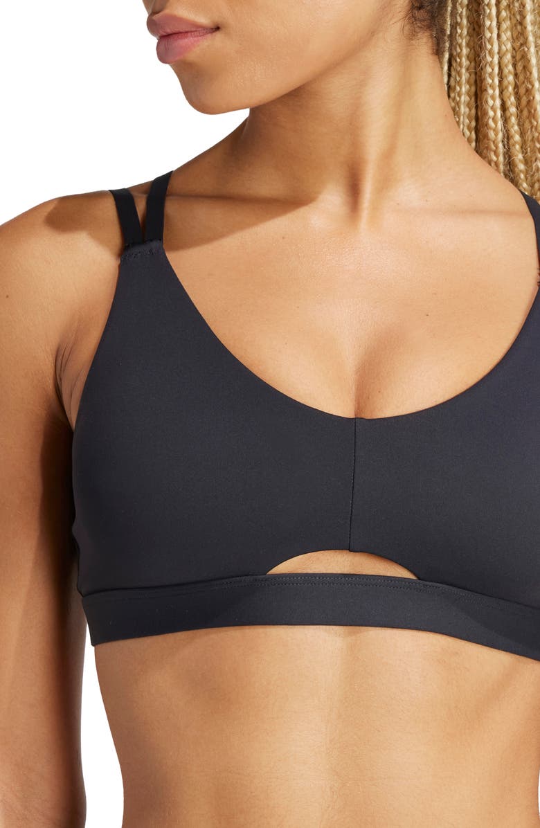 adidas All Me Luxe Cutout Spots Bra, Alternate, color, Black