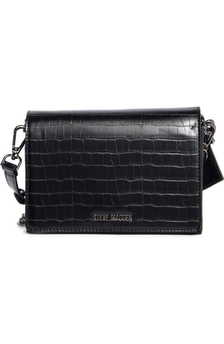 Steve Madden Siena Crossbody Bag, Main, color, Black Croco