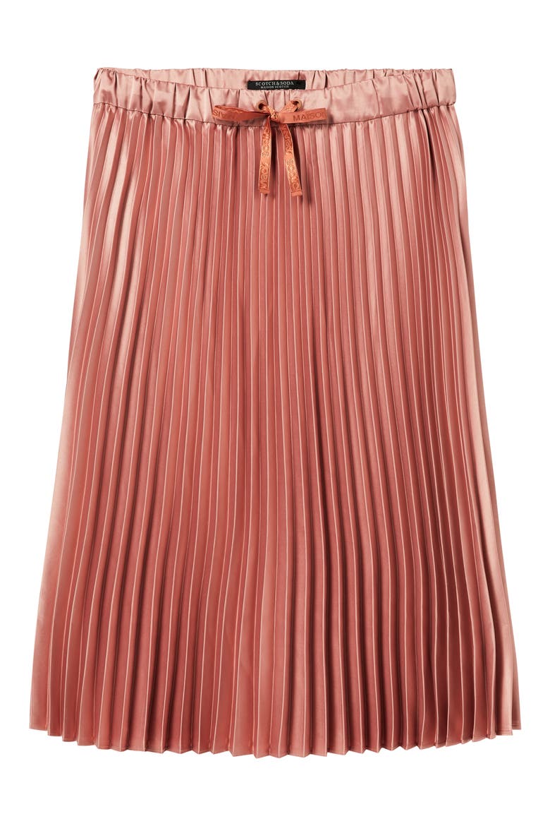 Shiny Pleated Midi Skirt, Alternate, color, BLOSSOM PINK
