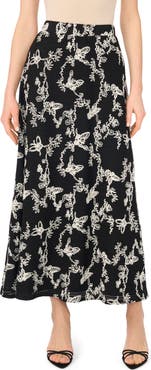 Vince Camuto Embroidered Floral A-Line Maxi Skirt