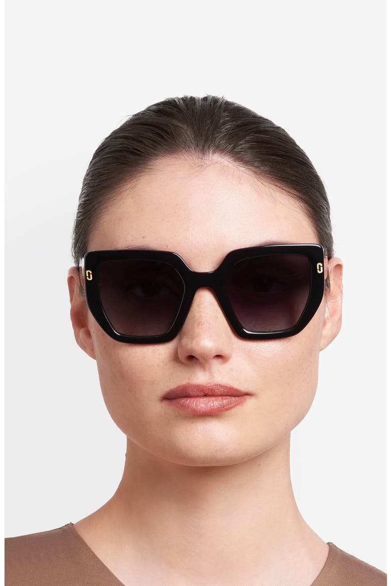 52mm Gradient Square Sunglasses, Alternate, color, BLACK/ DARK GREY