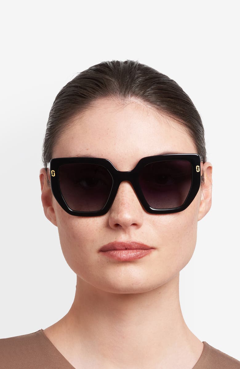 Marc Jacobs 52mm Gradient Square Sunglasses, Alternate, color, Black/ Dark Grey