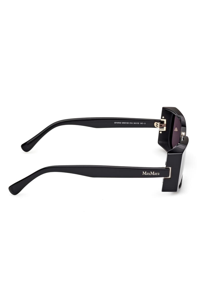 Max Mara Spark 54mm Rectangular Sunglasses, Alternate, color, Black/ Pale Gold / Smoke