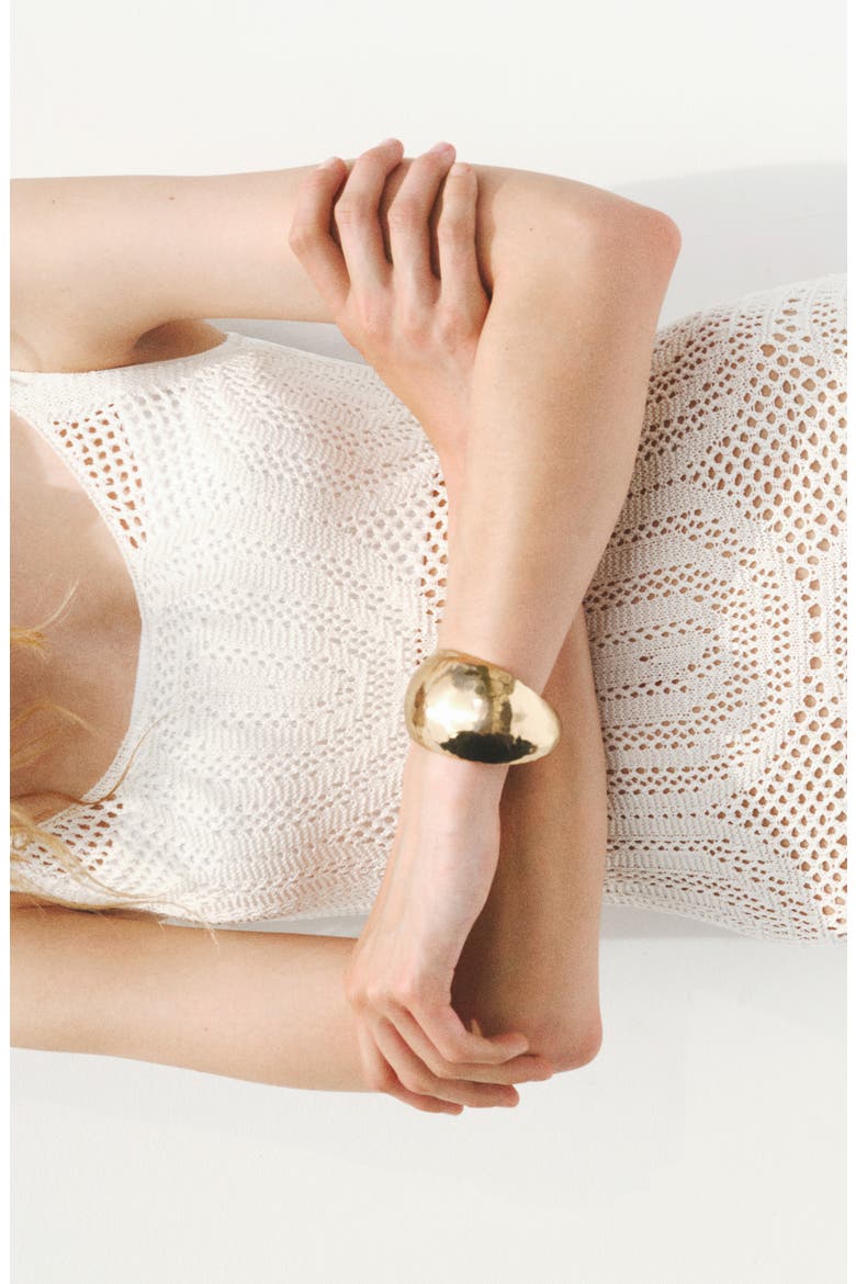 Chunky Hammered Cuff Bracelet, Alternate, color, GOLD