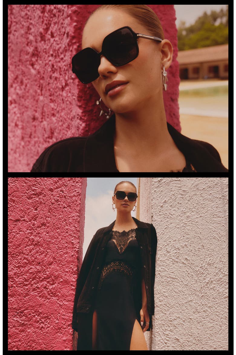 Press Tour 60mm Gradient Square Sunglasses, Alternate, color, BLACK/ SMOKE