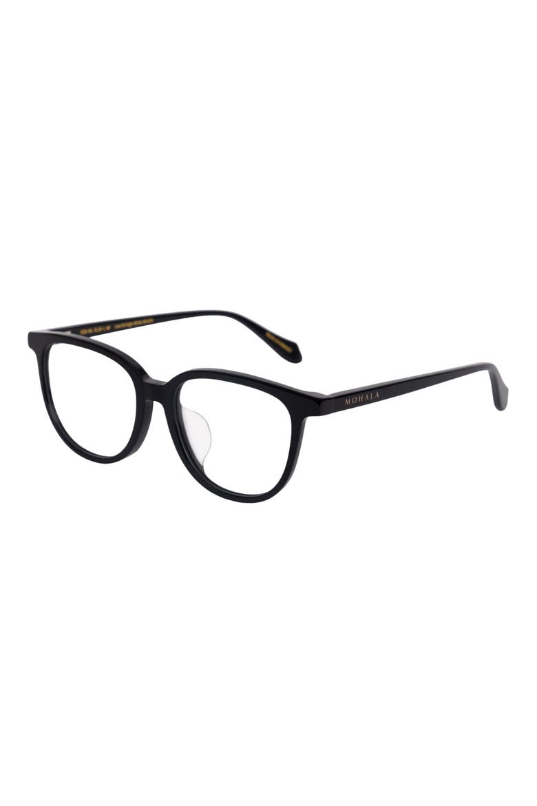Waipuna 53mm Low Bridge Round Optical Glasses, Alternate, color, BLACK LAVA / CLEAR LENSES
