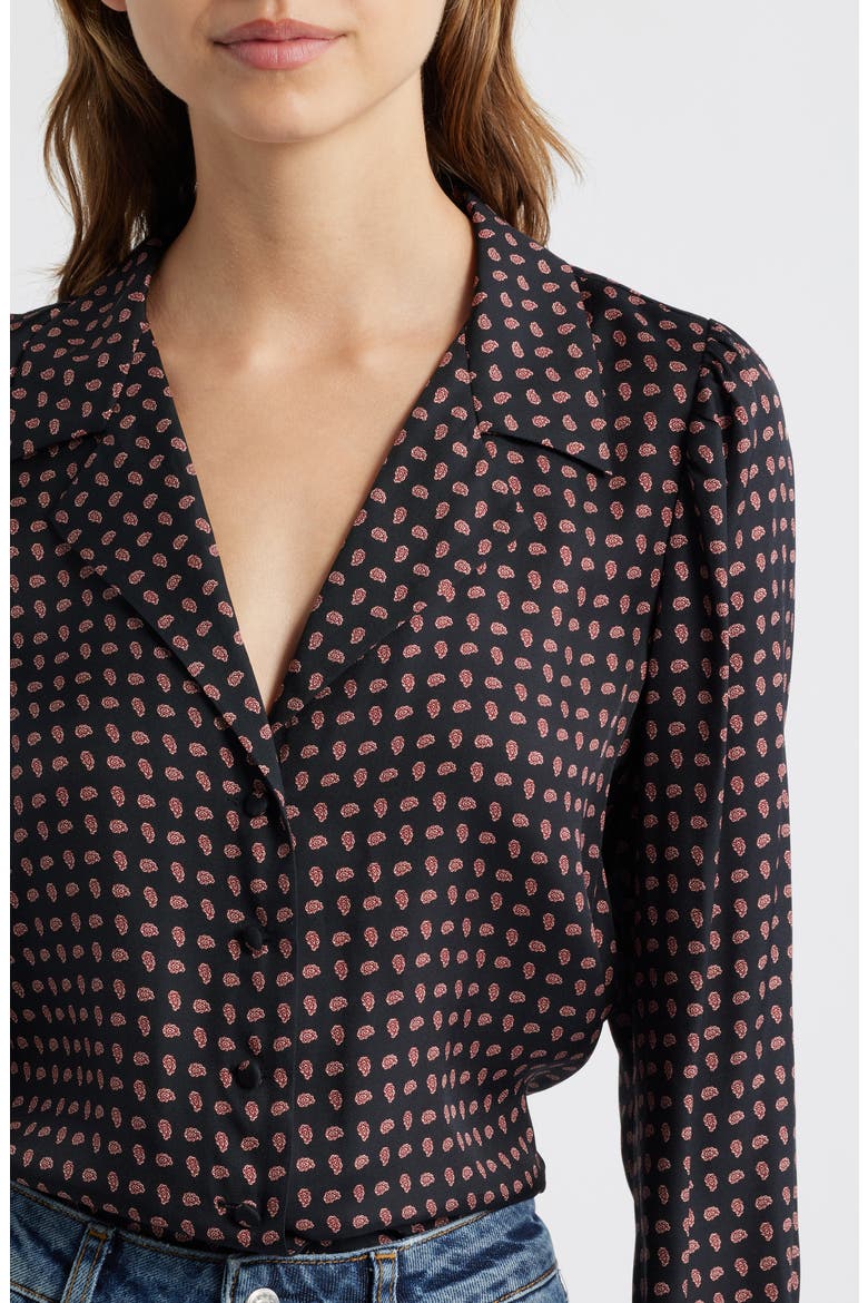 Juliana Paisley Print Silk Blend Button-Up Shirt, Alternate, color, CARDINALE FOULARD