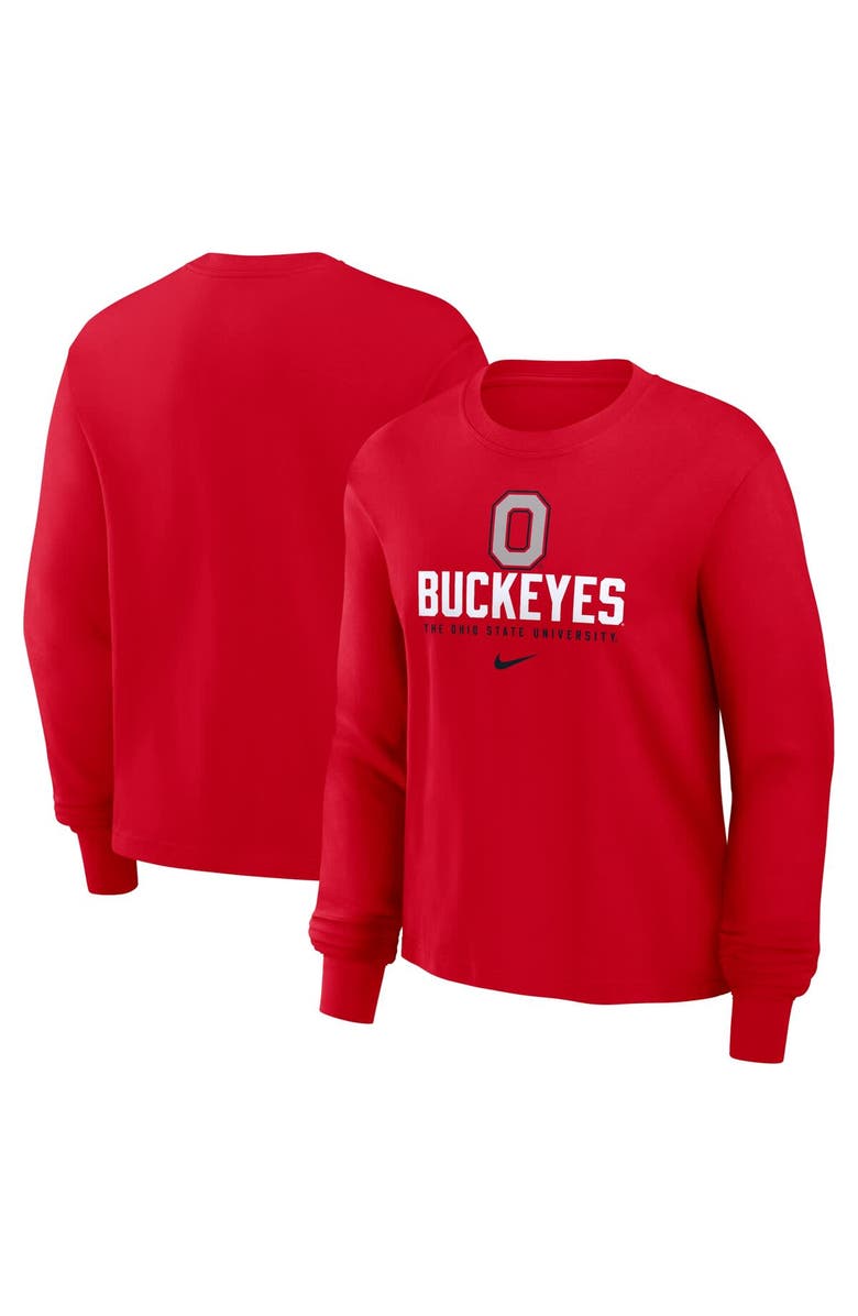 Nike Women's Nike Scarlet Ohio State Buckeyes Primetime University Boxy Long Sleeve T-Shirt, Alternate, color, 