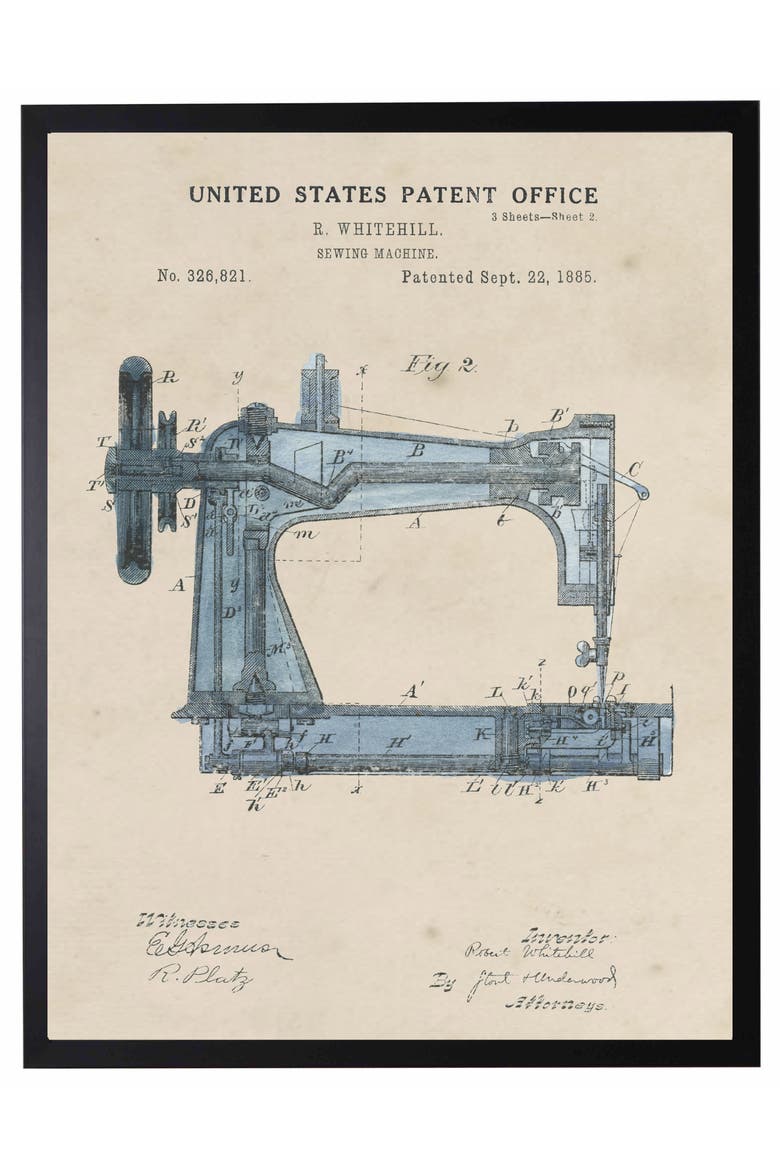 Sewing Machine Patent in Black Frame, Main, color, No Color