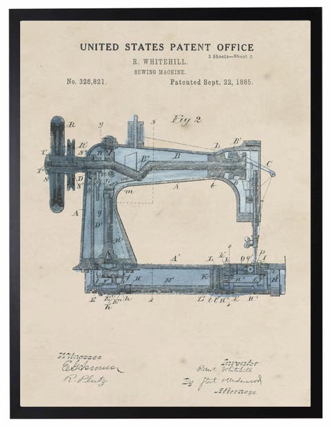 Sewing Machine Patent in Black Frame