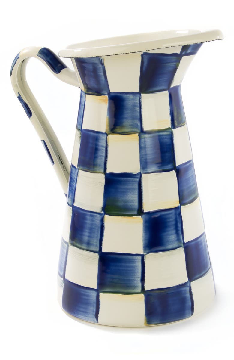 MACKENZIE CHILDS Royal Check Medium Enameled Steel Practical Pitcher, Main, color, 