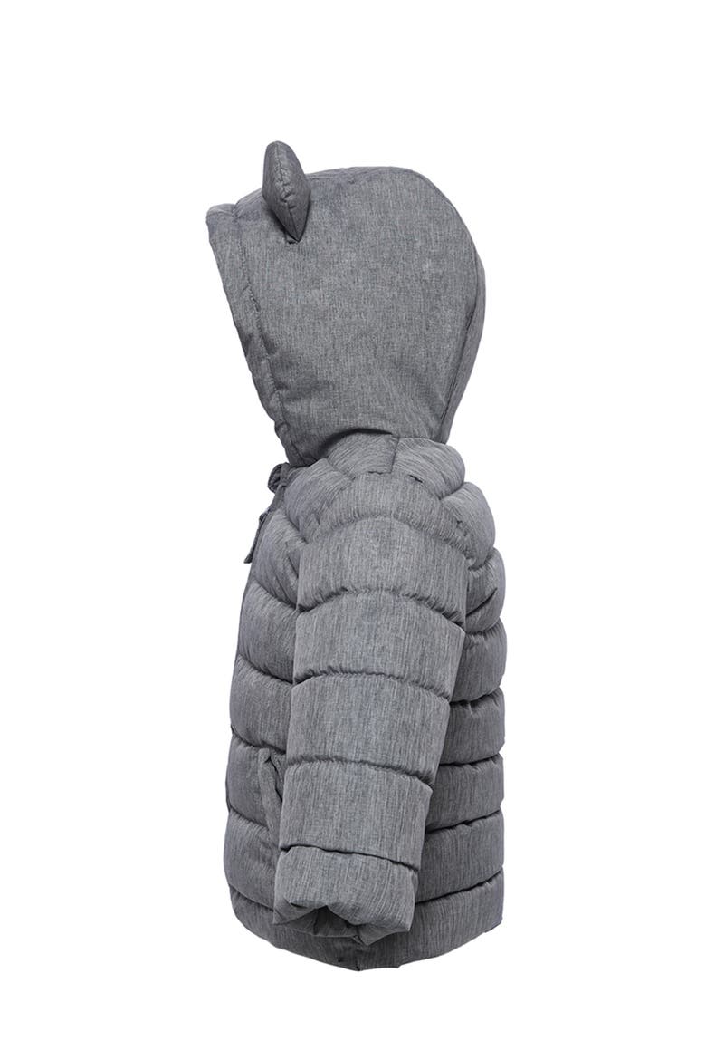 Bear Fleece Hooded Puffer Jacket, Alternate, color, Gray Textured