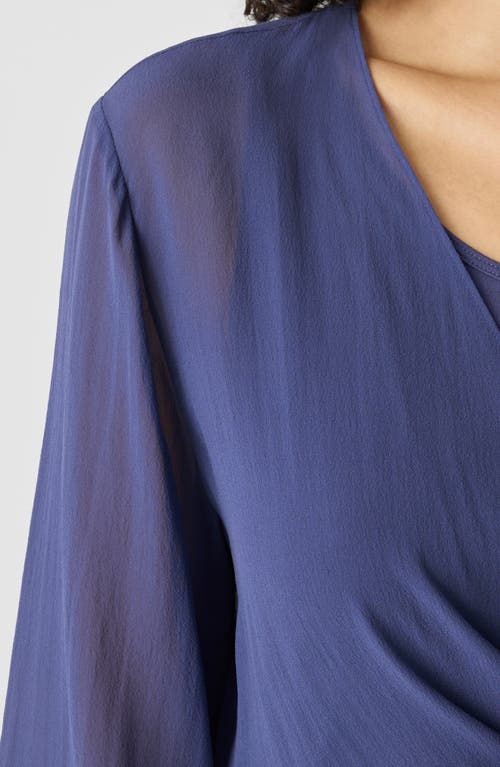 Eileen Fisher Tie Front Silk Jacket In Bluette