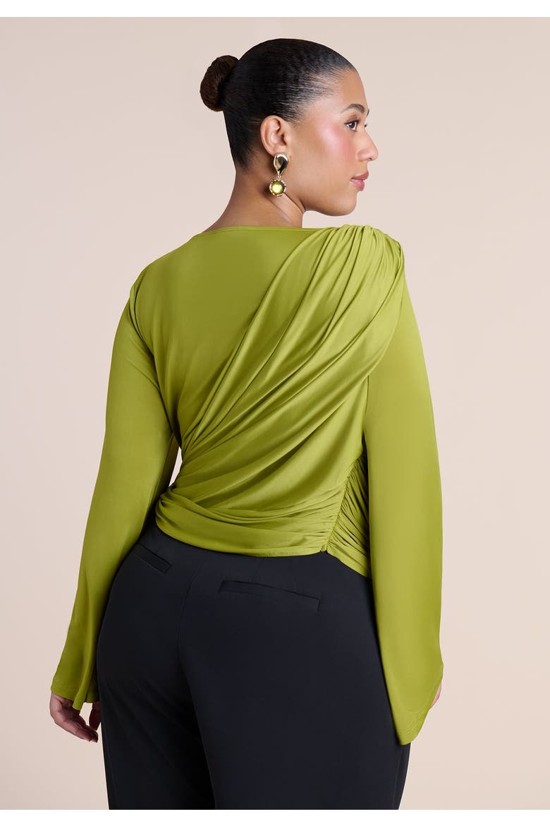 Draped Tie Waist Top, Alternate, color, PEAR LIQUEUR