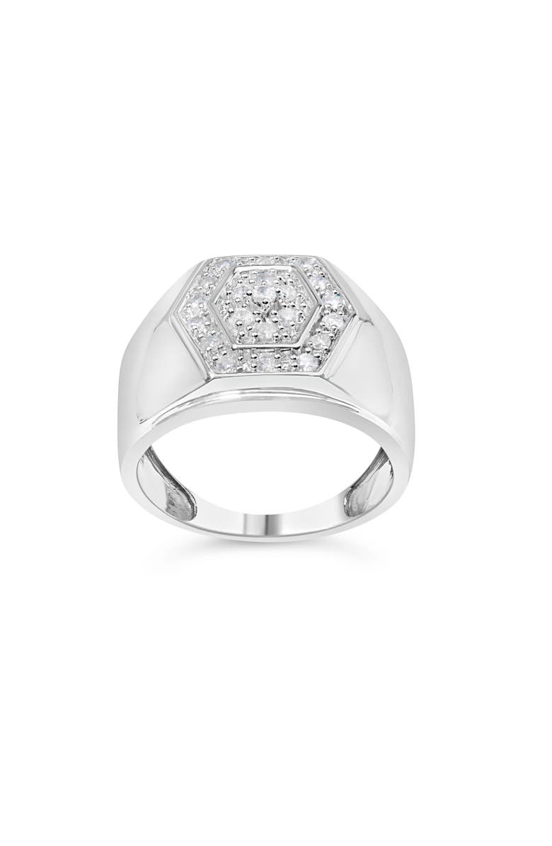Haus of Brilliance Men's Silver 1/2 Cttw Multi-Diamond Hexagon Frame Ring, Alternate, color, Silver