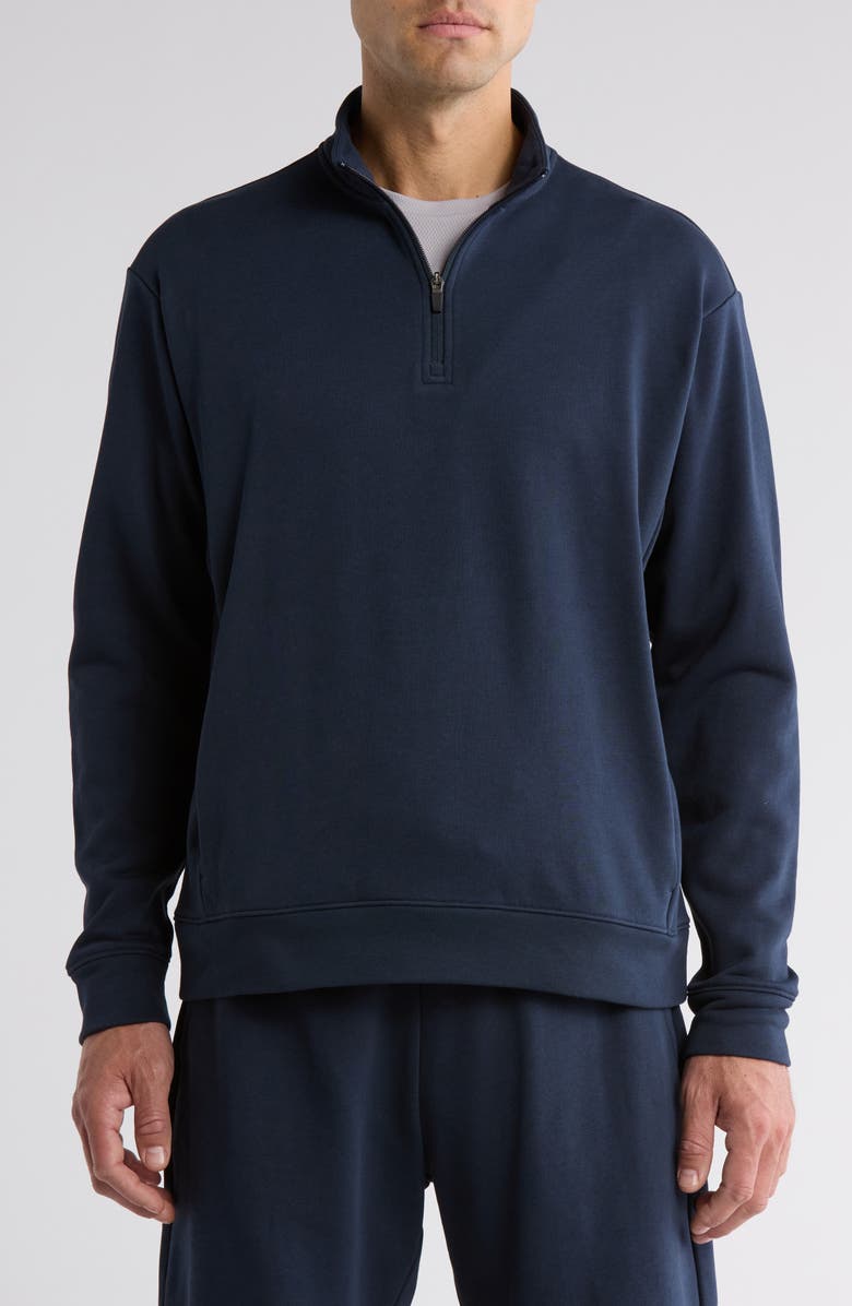 Z by Zella Zone French Terry Quarter Zip, Main, color, Navy Eclipse