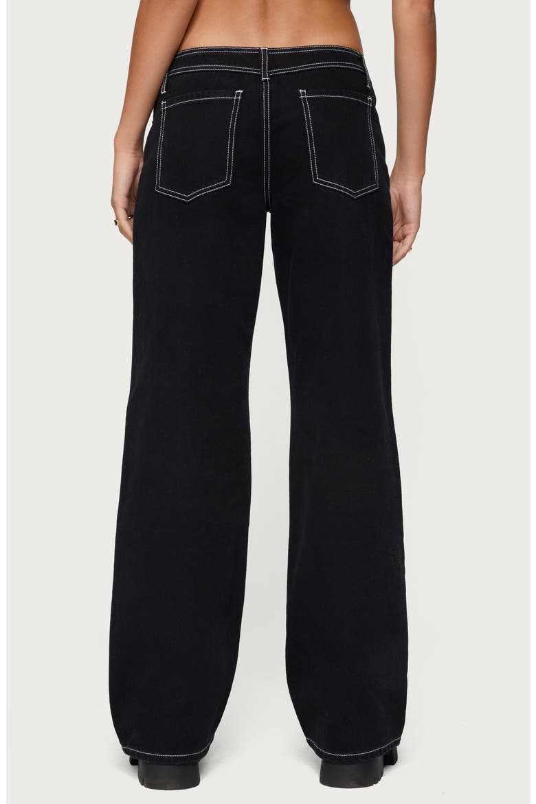 Contrast Stitch Low Rise Wide Leg Jeans, Alternate, color, BLACK