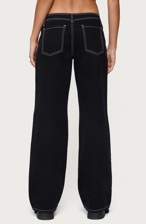 Edikted Contrast Stitch Low Rise Wide Leg Jeans In Black