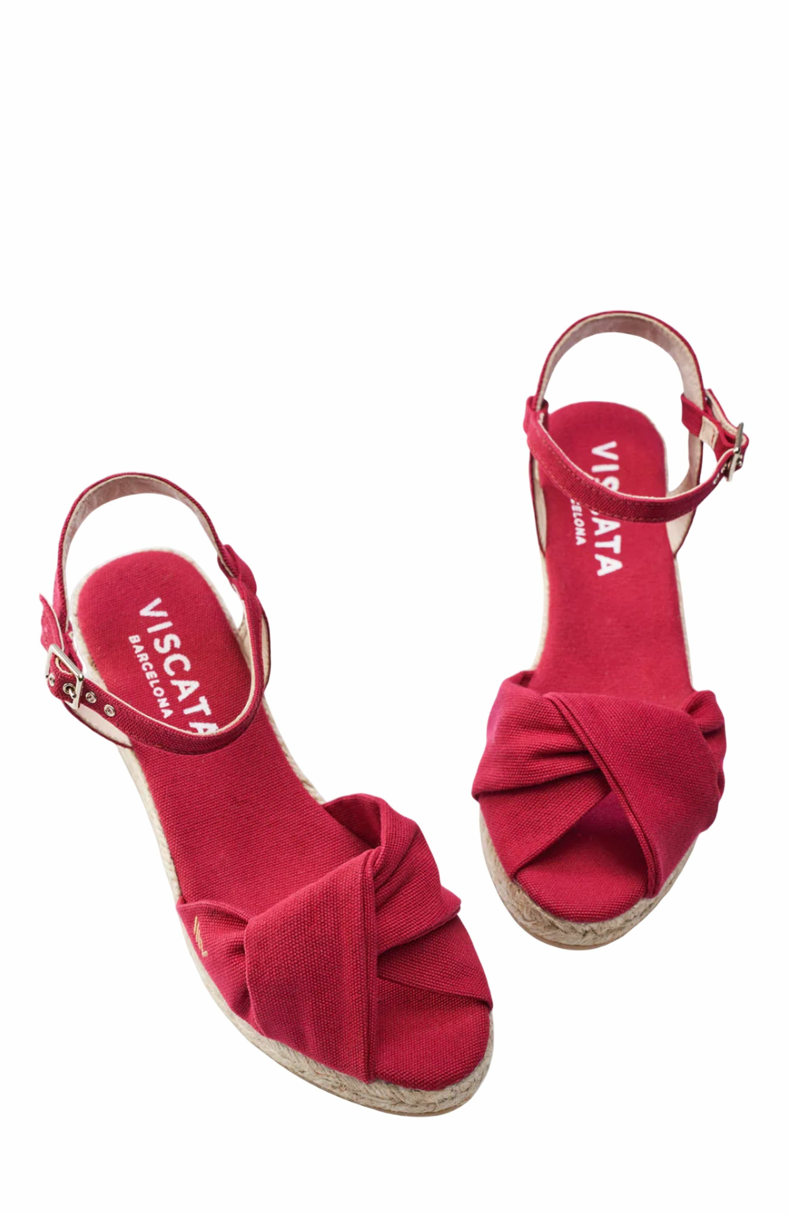 Miera Suede Espadrille Sandal Wedges, Alternate, color, Cherry