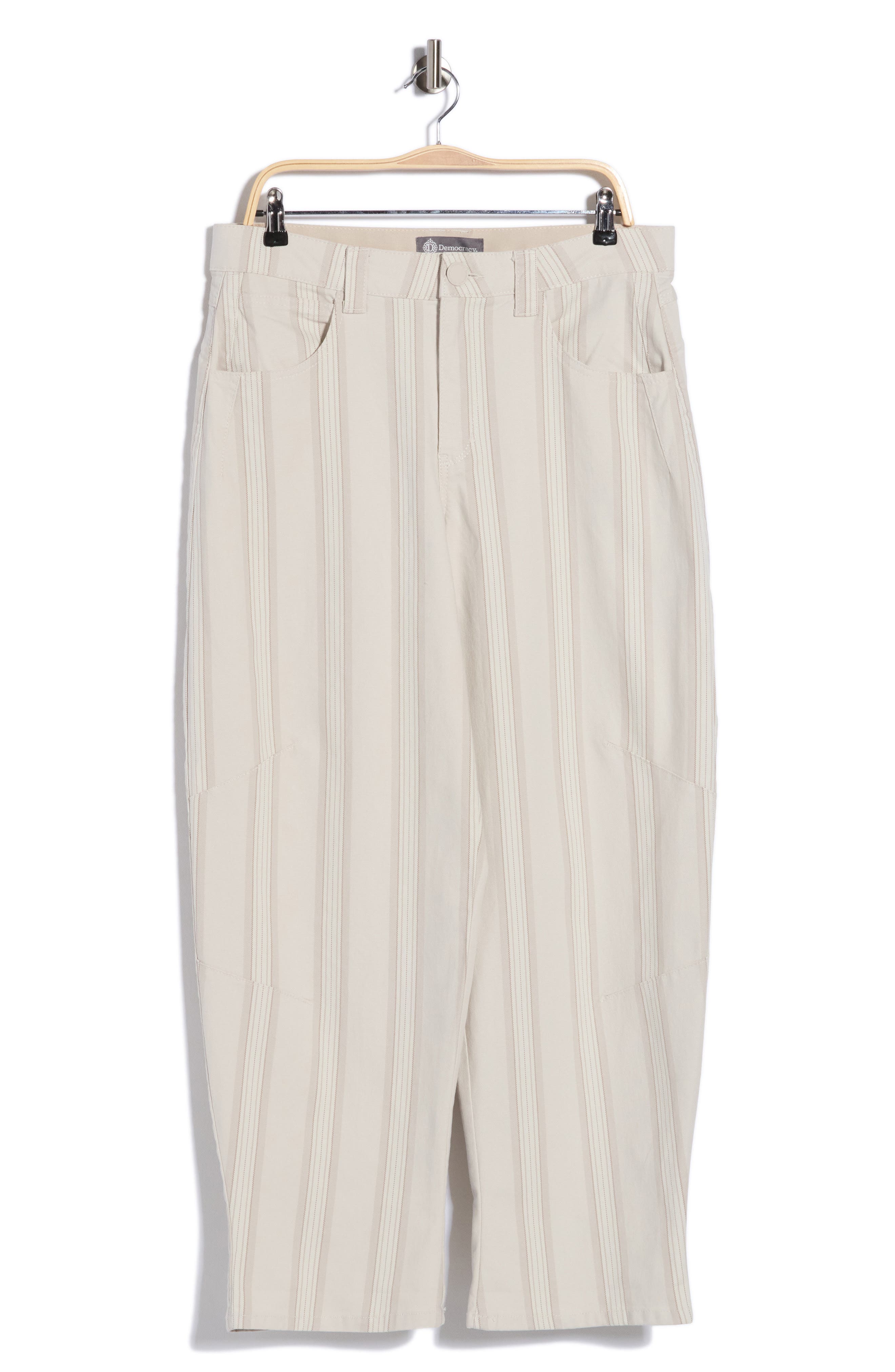Democracy Stripe Cuffed Crop Barrel Leg Pants