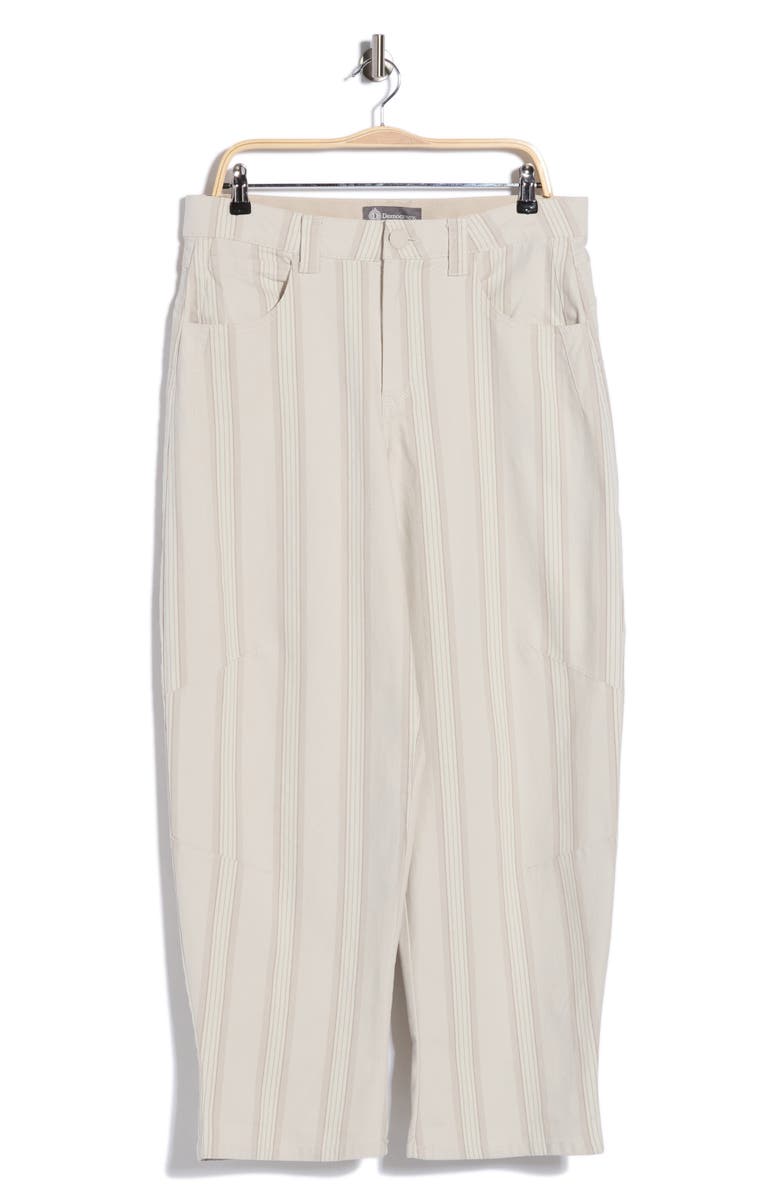 Democracy Stripe Cuffed Crop Barrel Leg Pants, Main, color, Ecru Stripe
