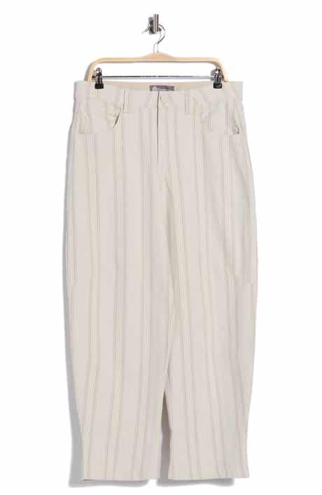 Democracy Stripe Cuffed Crop Barrel Leg Pants