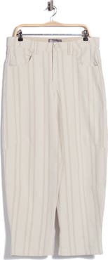 Democracy Stripe Cuffed Crop Barrel Leg Pants