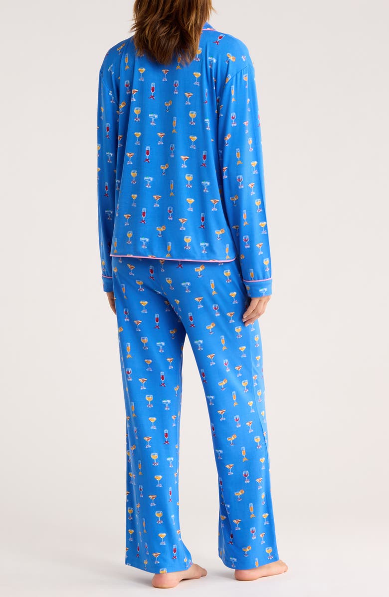 Honeydew Quiet Night Long Sleeve Button-Up Top & Pants Pajamas, Alternate, color, Daybreak Cocktails