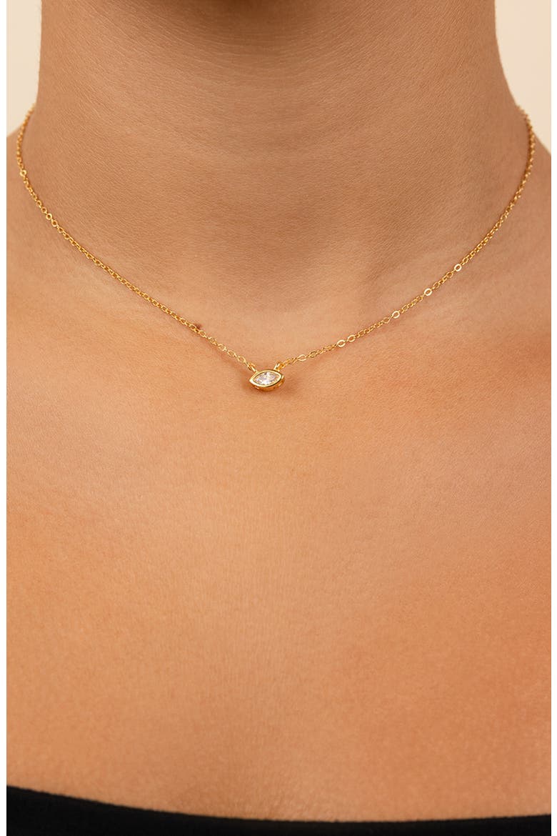 Bezel Marquise Cubic Zirconia Pendant Necklace, Alternate, color, GOLD