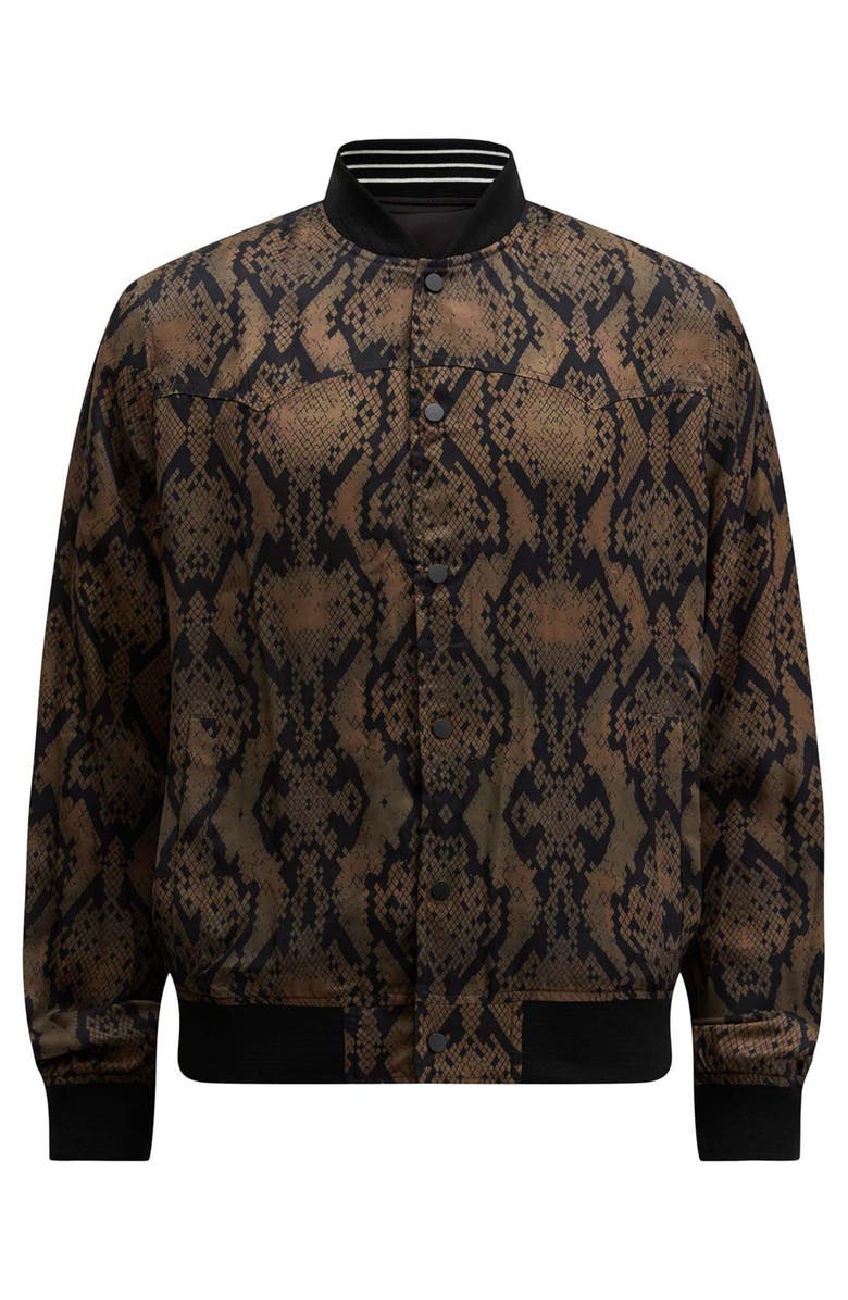 AllSaints Soundview Snakeskin Print Reversible Bomber Jacket, Alternate, color, 