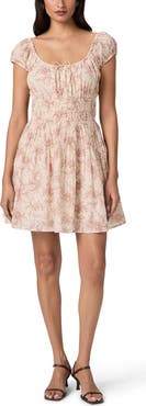 PAIGE Rosewood Shirred Bodice Cotton Mini Sundress