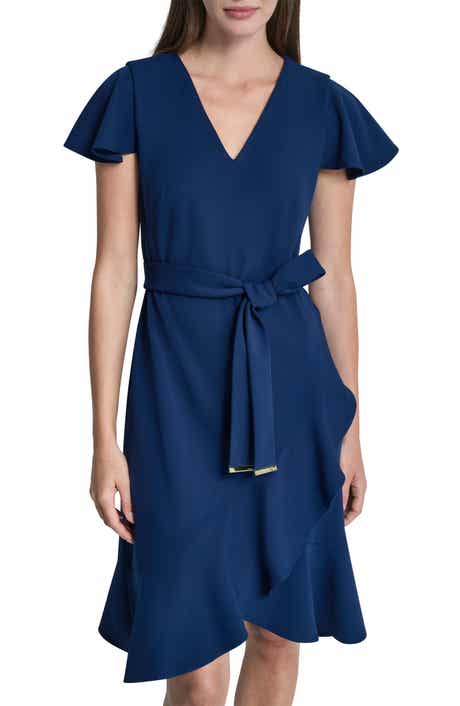 DKNY Short Sleeve Tulip Hem Fit & Flare Dress