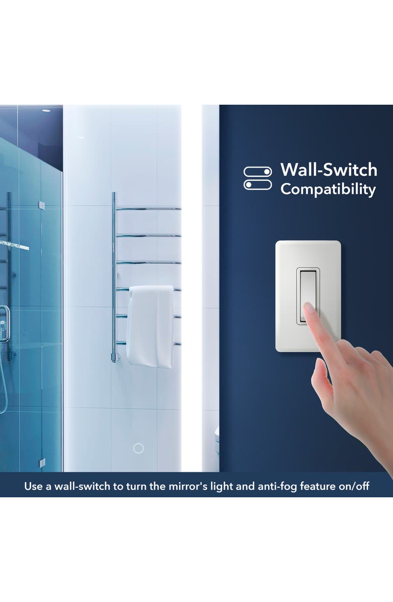 JONATHAN Y Remy Rectangular Frameless Antifog Front-Lit Wall Bathroom Vanity Mirror with Smart Touch, Alternate, color, 