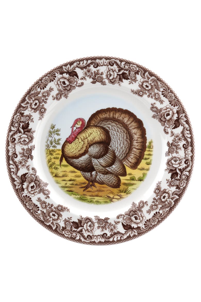 Woodland Turkey 12" Round Platter, Main, color, Woodland